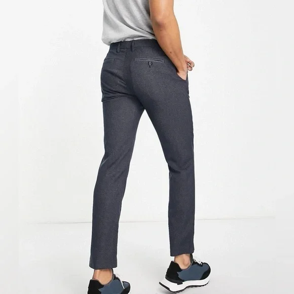 TED BAKER LONDON Saba Semi-Plain Weave Slim Fit Trousers Navy 30R